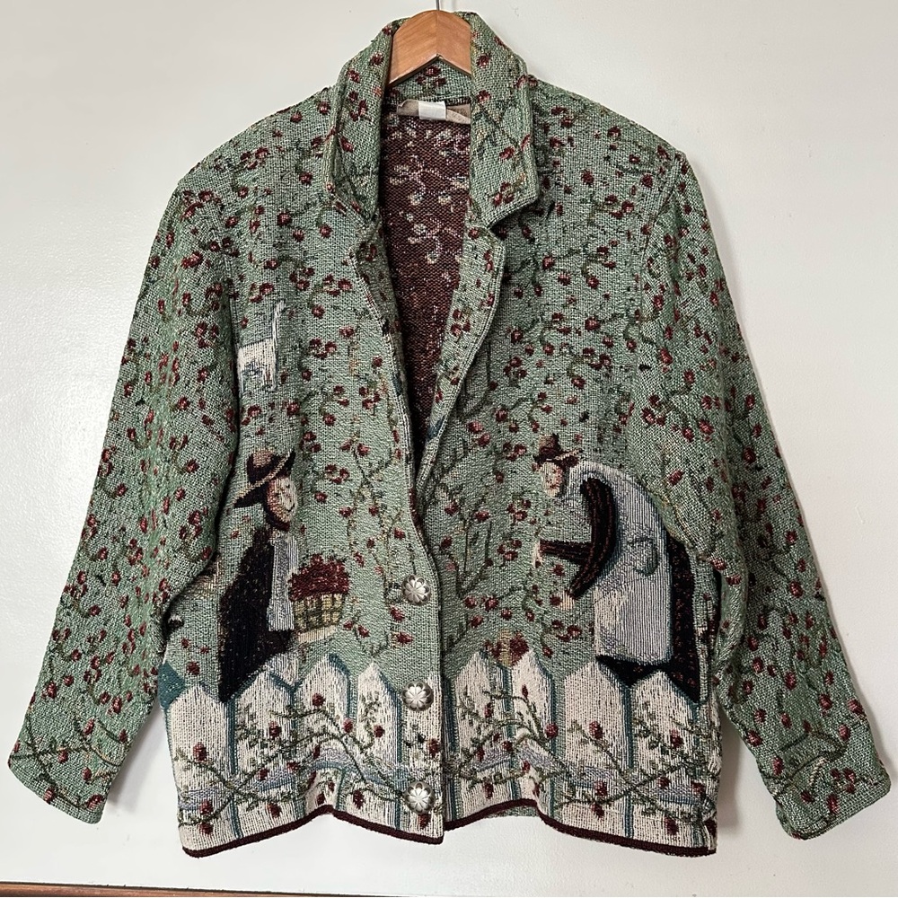 Vintage Painted Pony Apple Fruit Farm Woven Tapestry Jacket One Size Med Large